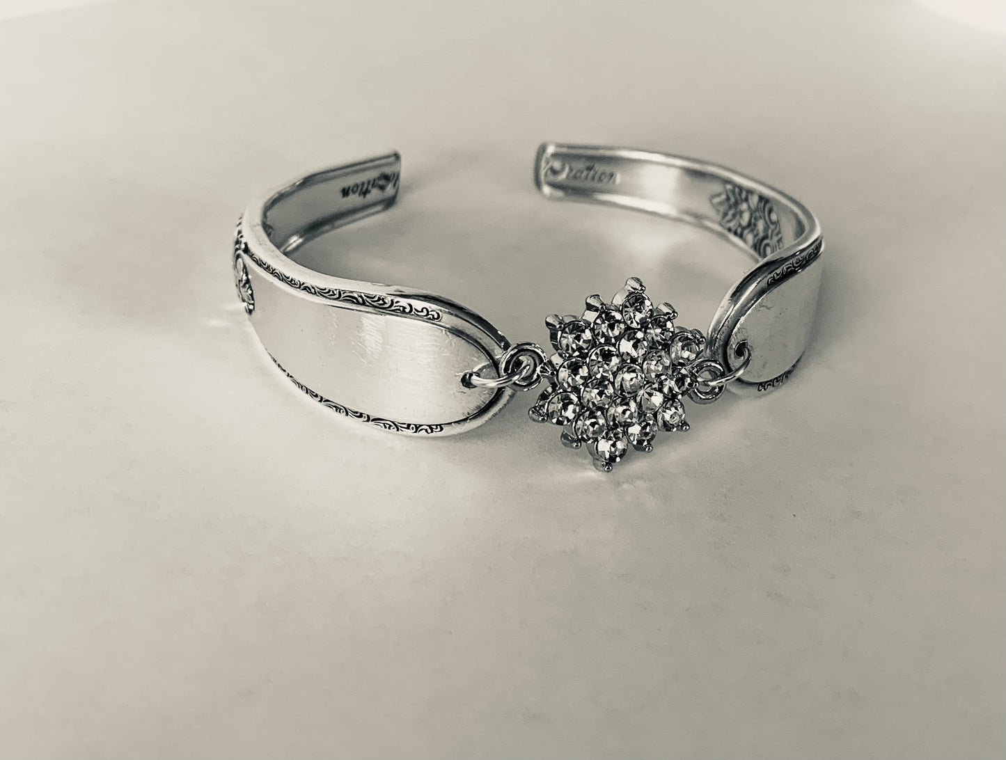Silver plated floral bracelet